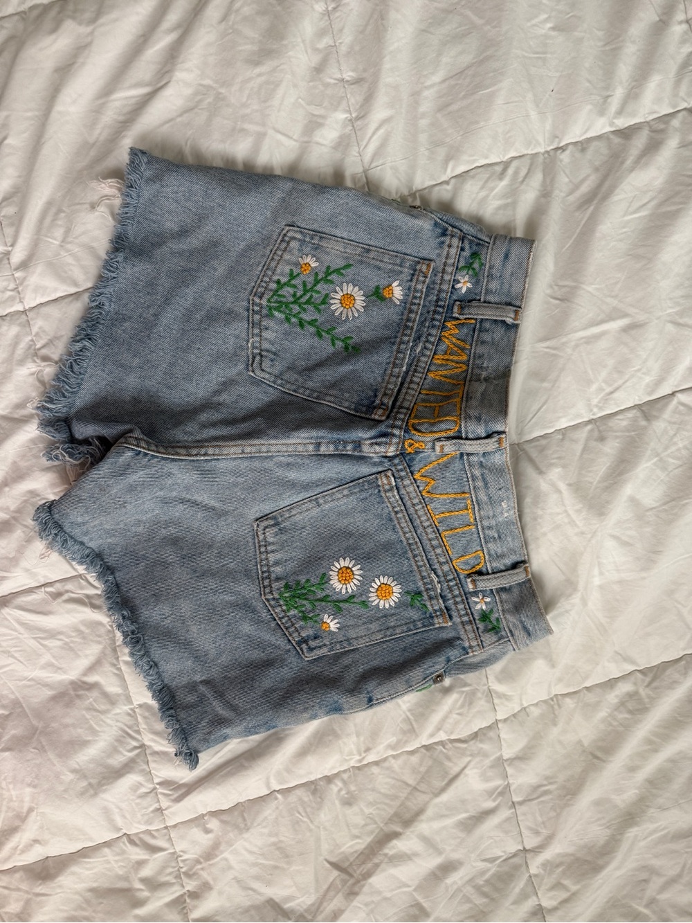 J. Crew Light Blue Denim Shorts with Daisy Embroidery - Picture 3 of 5